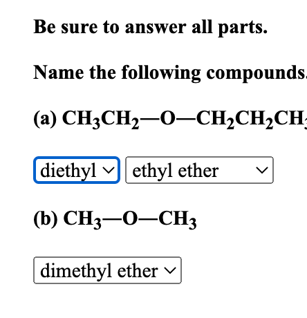 Solved Be sure to answer all parts. Name the following | Chegg.com