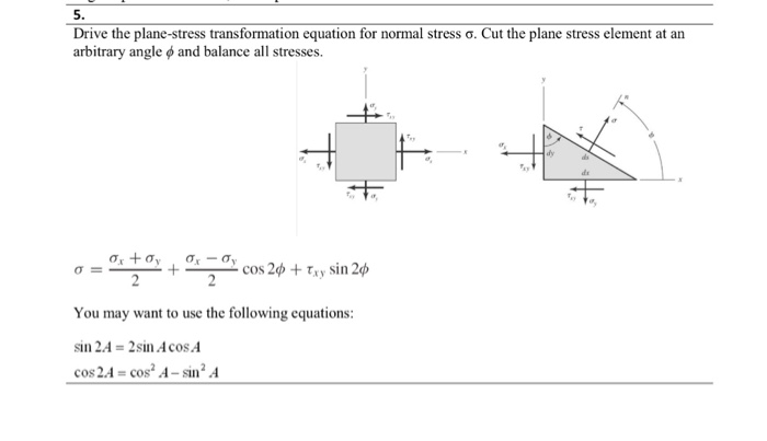 Solved 5 Drive The Plane Stress Transformation Equation For 8920