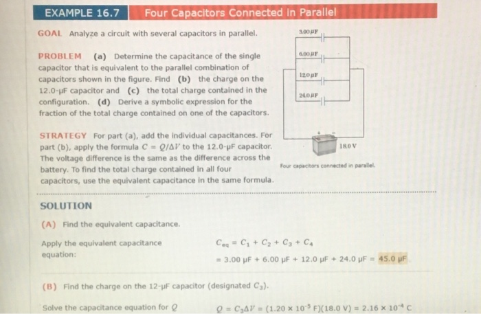 Capacitors In Parallel Problems Solved EXAMPLE 16.7 Four Capacitors Connected in Parallel | Chegg.com
