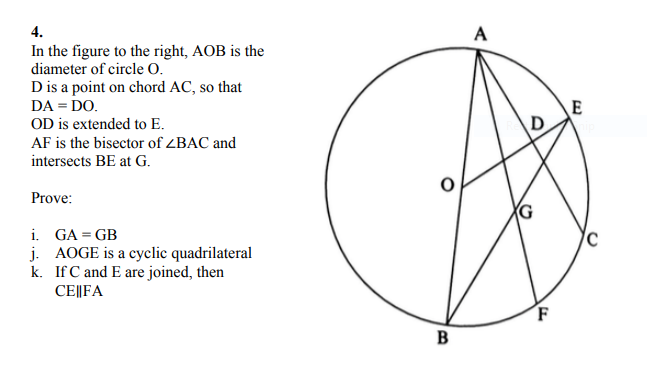 Solved А 4. In the figure to the right, AOB is the diameter | Chegg.com