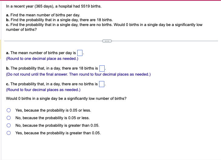 Solved In A Recent Year ( 365 Days), A Hospital Had 5519 | Chegg.com