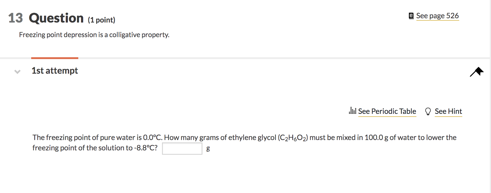 Solved 11 Question (1 point) e See page 526 1st attempt W | Chegg.com