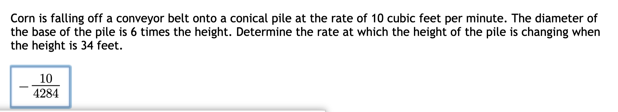 Solved Corn is falling off a conveyor belt onto a conical | Chegg.com