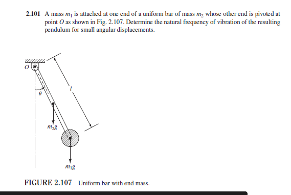 Solved 2.101 A mass m1 is attached at one end of a uniform | Chegg.com