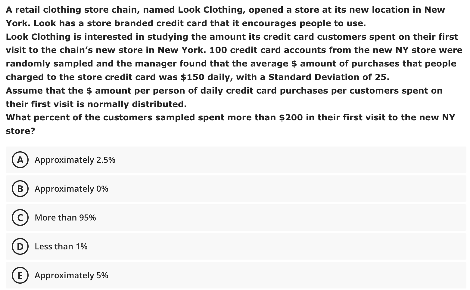 Solved A retail clothing store chain, named Look Clothing,