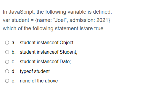 Solved In JavaScript, the following variable is defined. var | Chegg.com