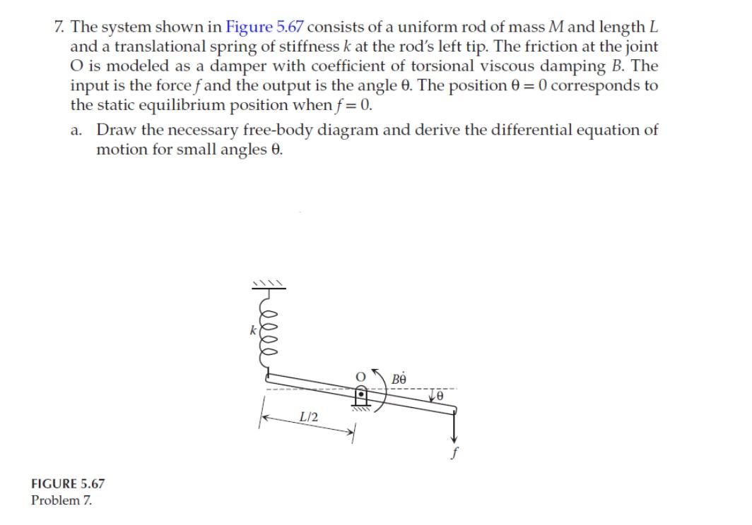 Solved 7. The system shown in Figure 5.67 consists of a | Chegg.com