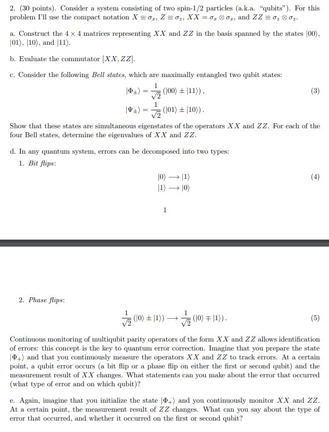 Solved 2. (30 points). Consider a system consisting of two | Chegg.com