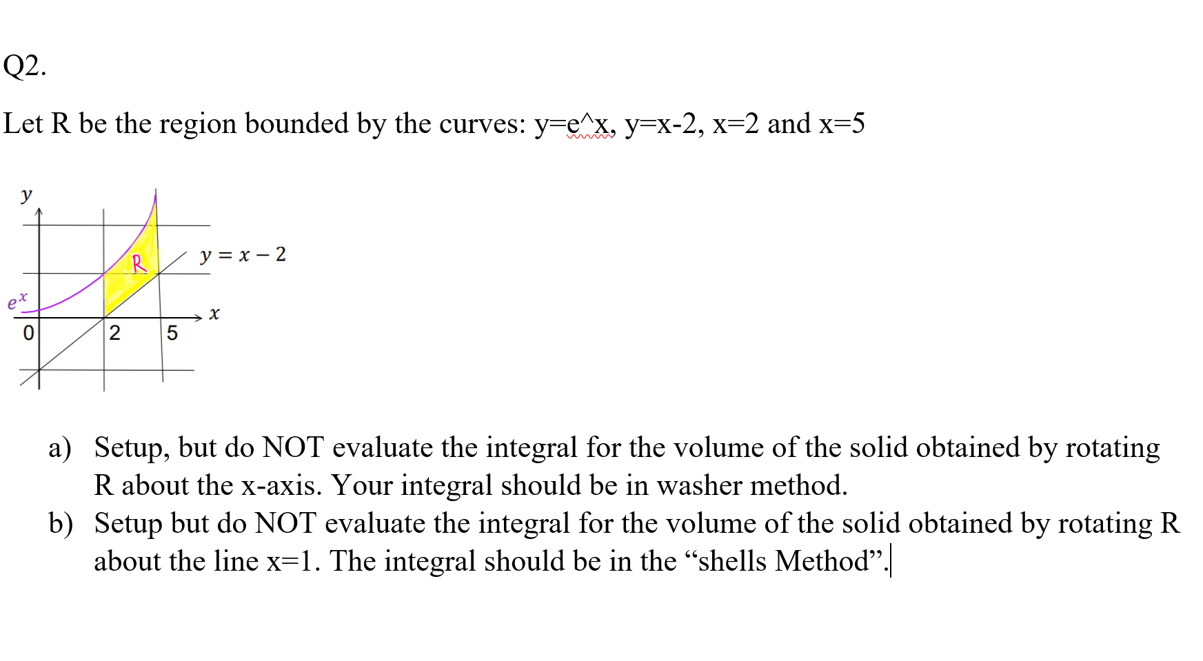 Solved Q2 Let R Be The Region Bounded By The Curves Y E X