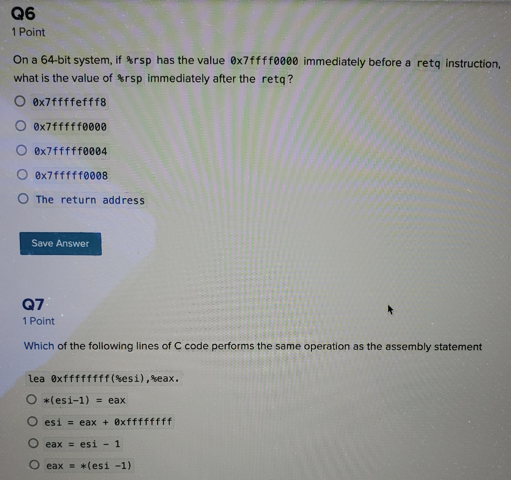 Solved H3: X86 Programming Q1 1 Point 1) Mov (%eax, %eax, | Chegg.com