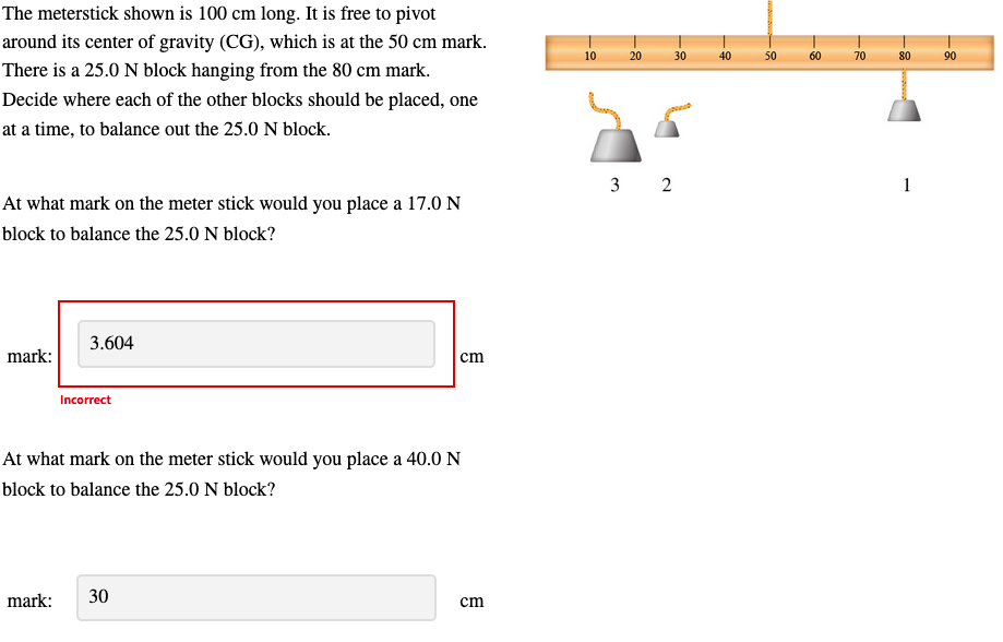 [Solved] The meterstick shown is ( 100 mathrm{cm} ) l