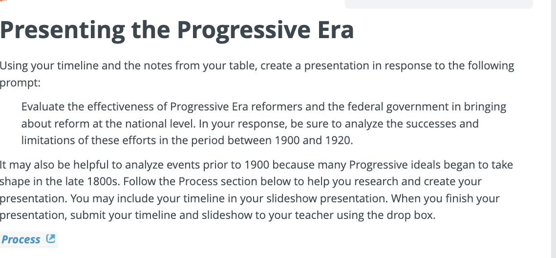 Solved Presenting The Progressive EraUsing Your Timeline And | Chegg.com