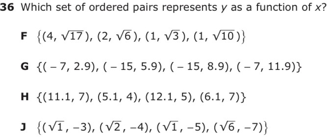 Solved 36 ﻿which Set Of Ordered Pairs Represents Y ﻿as A