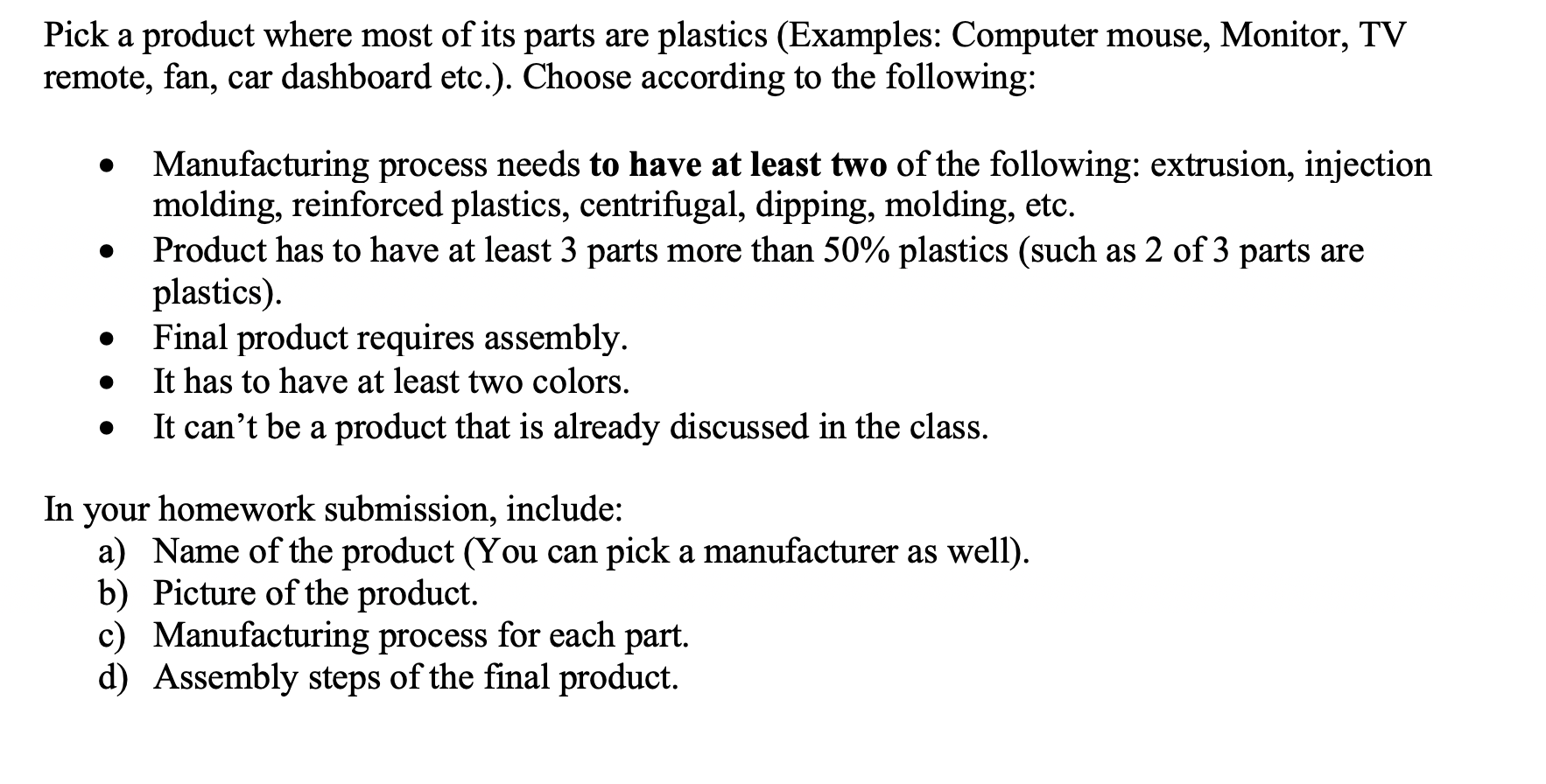 Solved Pick a product where most of its parts are plastics | Chegg.com