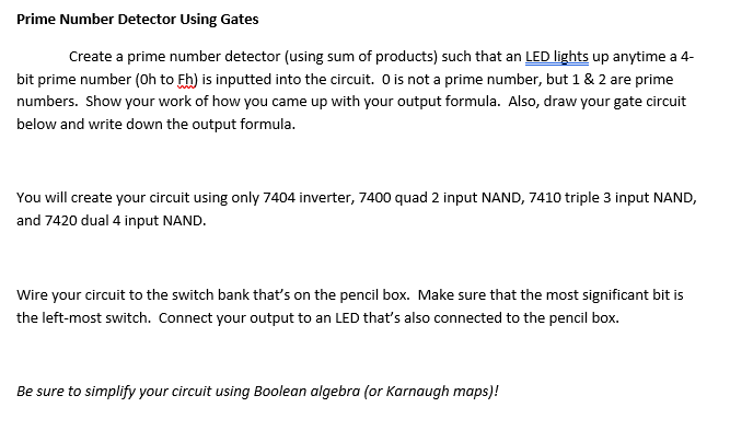 Solved Prime Number Detector Using Gates Create a prime | Chegg.com