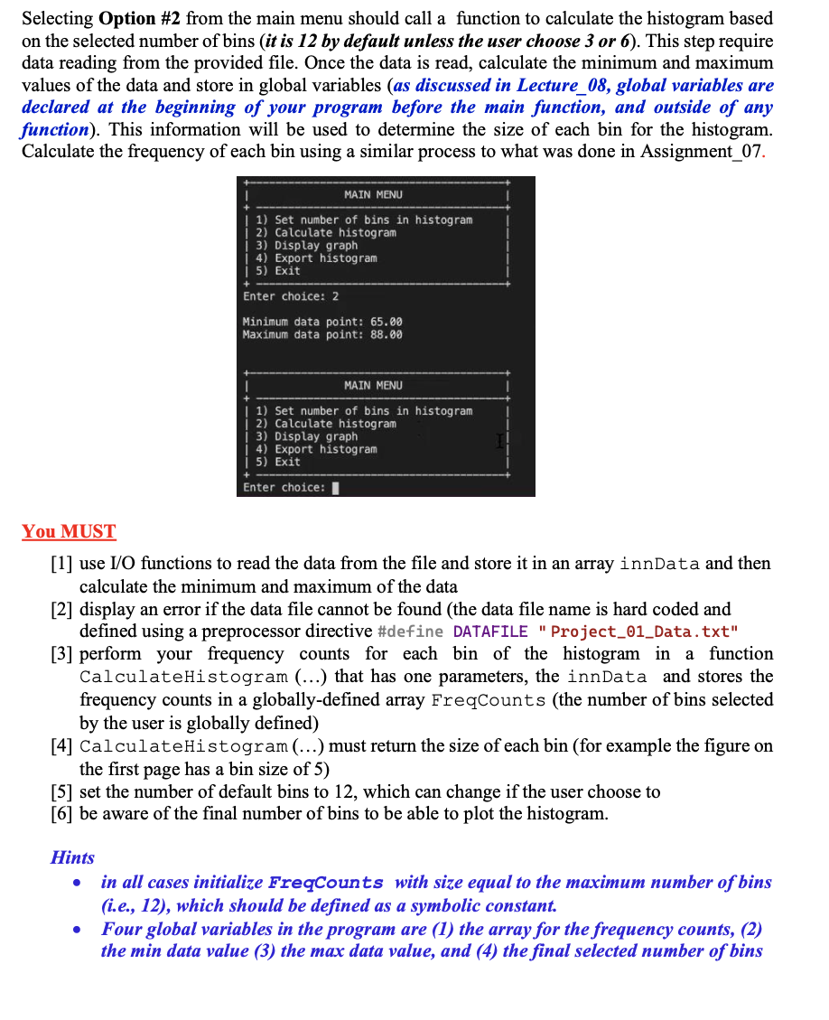Solved Begin by creating the menu system as shown below. The | Chegg.com