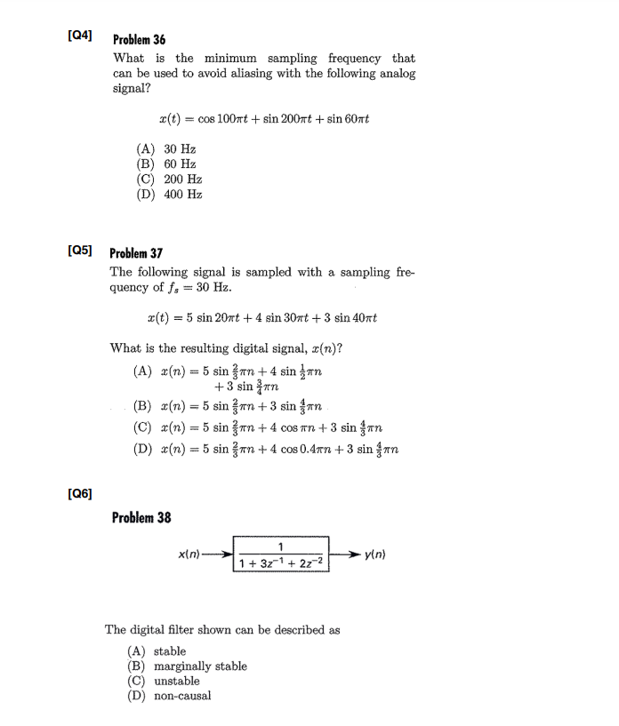 Solved [Q4] Problem 36 What is the minimum sampling | Chegg.com