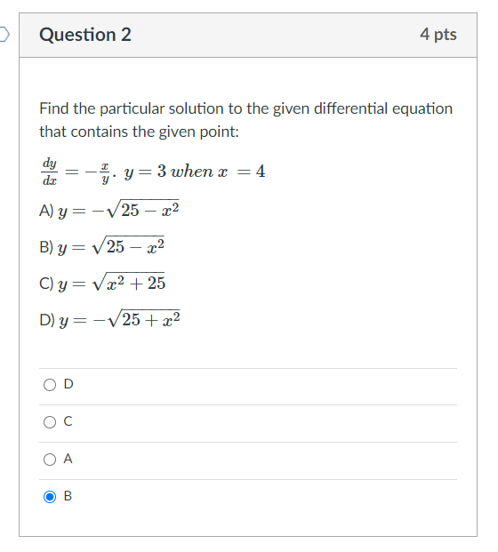 Solved Question 2 4 pts = Find the particular solution to | Chegg.com