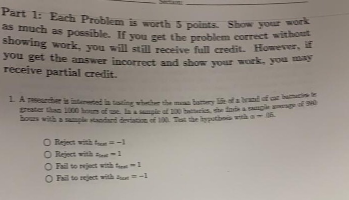Solved Part 1: Each Problem is worth 5 points as much as | Chegg.com