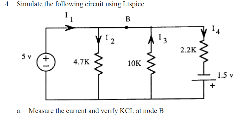 Solved 4. Simulate the following circuit using Ltspice 1 B A | Chegg.com