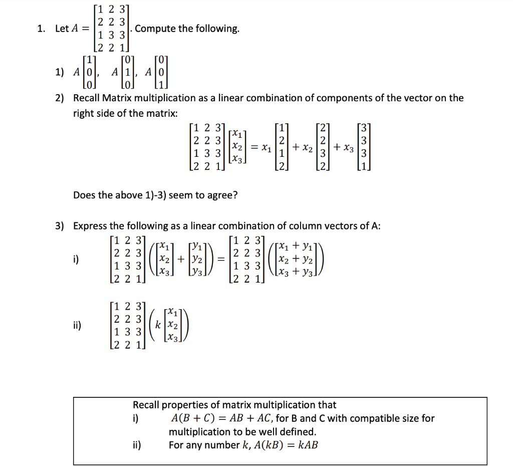 Solved 1 2 3 2 2 3 1 Let A 1 3 31 Compute The Fol Chegg Com