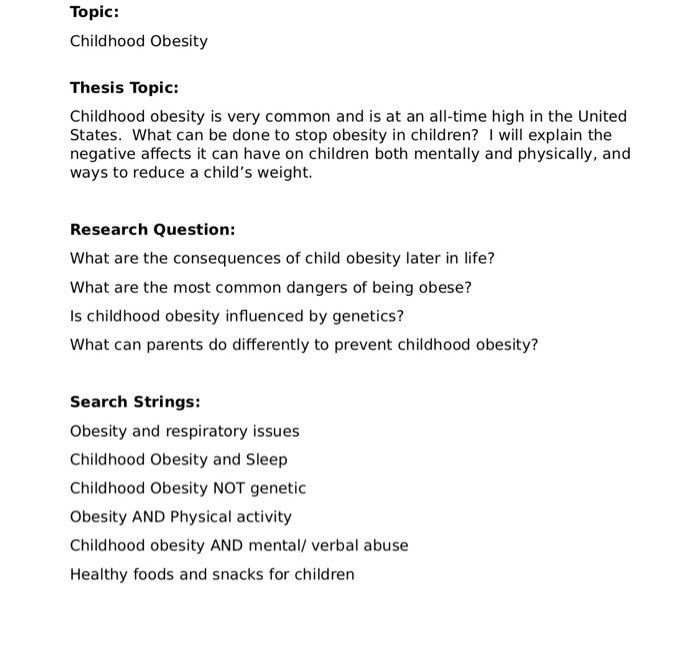 thesis statement example for obesity