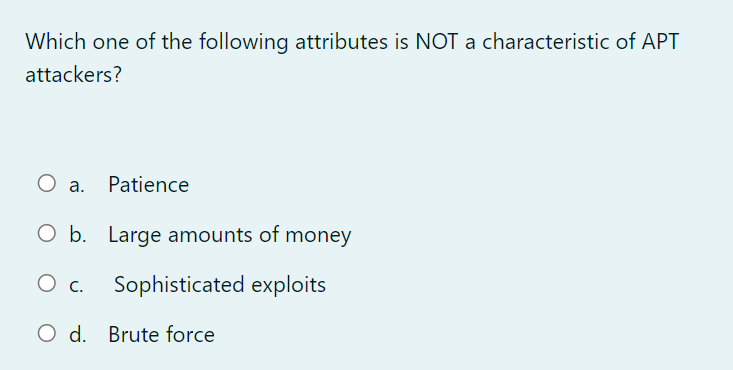 Solved Which one of the following attributes is NOT a | Chegg.com