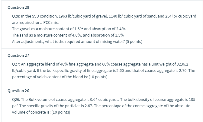 Solved Answer to 27 is 27.5. Please answer all 3 questions | Chegg.com