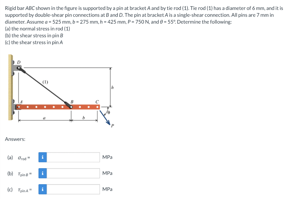 Solved Rigid bar ABC shown in the figure is supported by a | Chegg.com