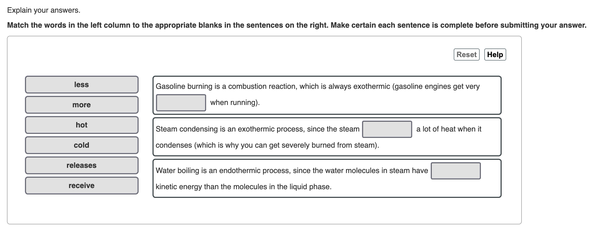 Solved Explain Your Answers. Match The Words In The Left