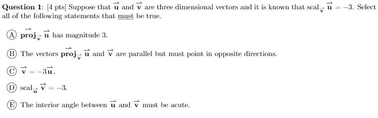 Solved Question 1 4 Pts Suppose That U And V Are Three D Chegg Com