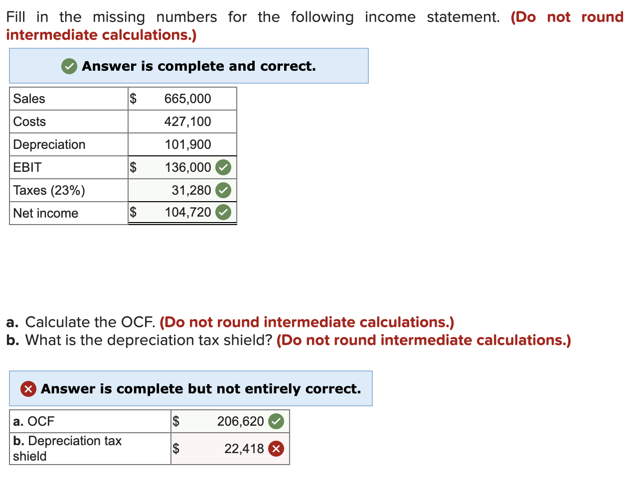 Solved Fill in the missing numbers for the following