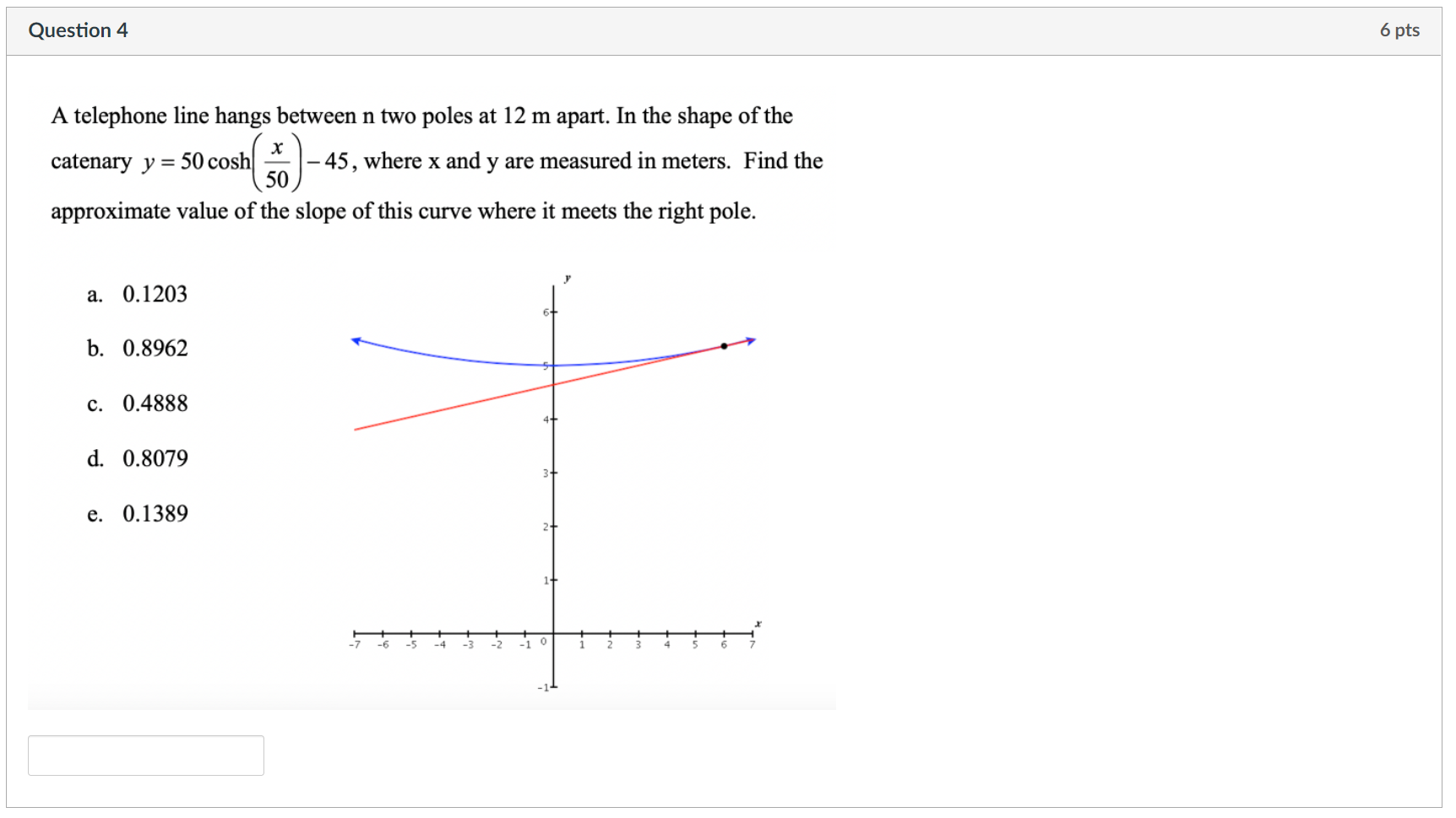 Solved Question 4 6 pts A telephone line hangs between n two | Chegg.com
