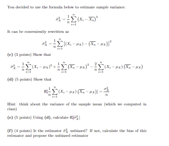 Solved You decided to use the formula below to estimate | Chegg.com