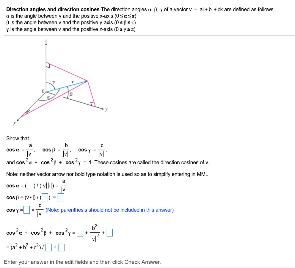 Solved Direction Angles And Direction Cosines The Directi Chegg Com