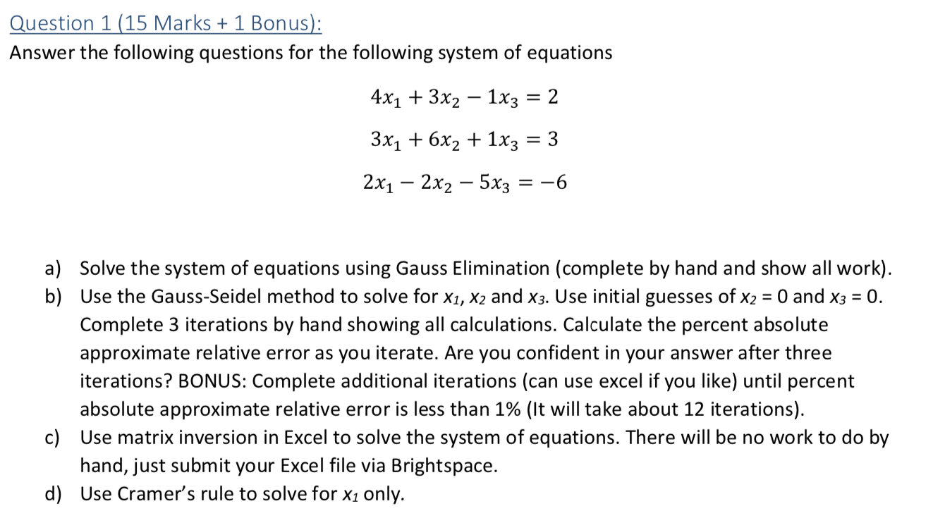 Solved Question 1 (15 Marks + 1 Bonus): Answer the following | Chegg.com