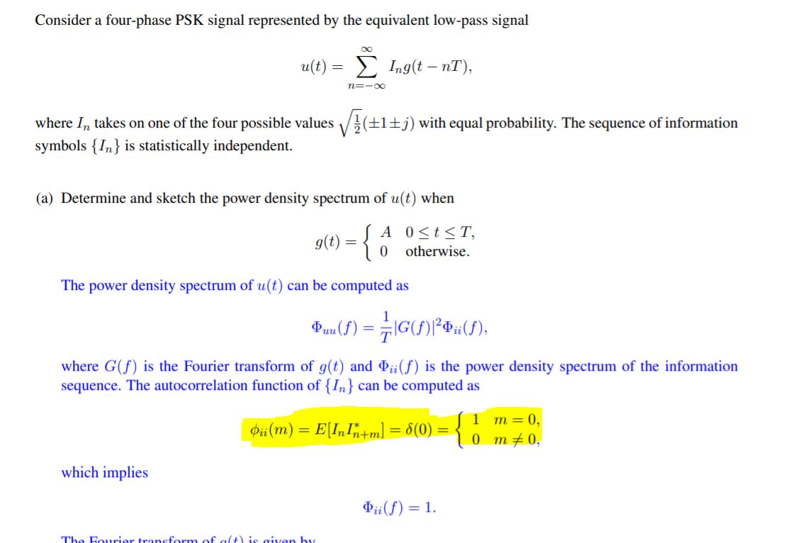 Solved Consider A Four Phase Psk Signal Represented By Th Chegg Com