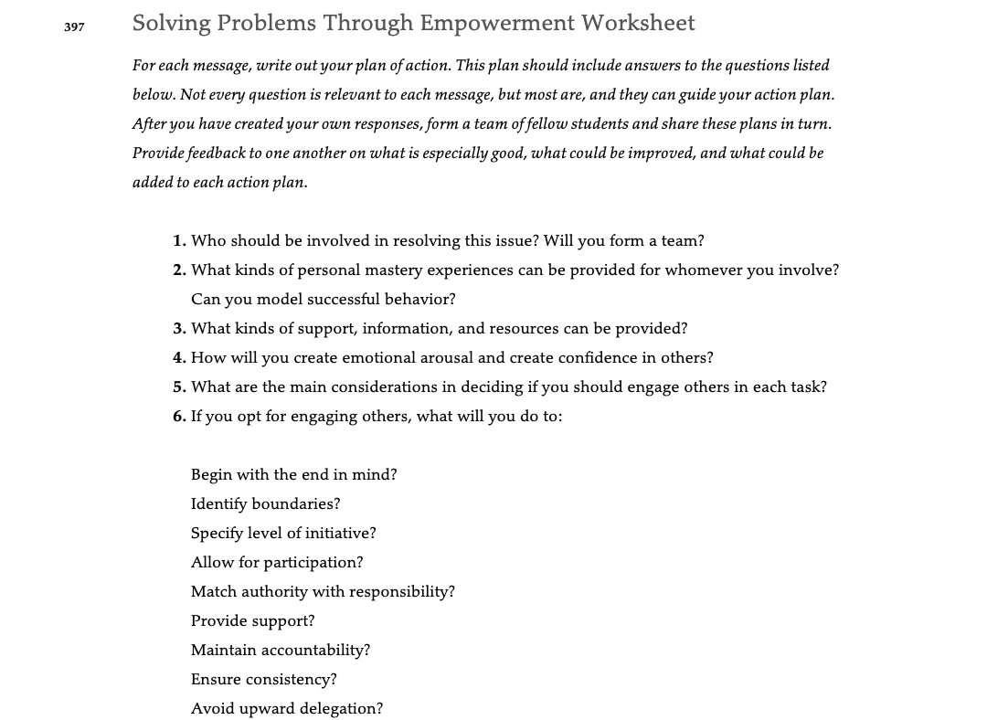 Solved 397 Solving Problems Through Empowerment Worksheet | Chegg.com