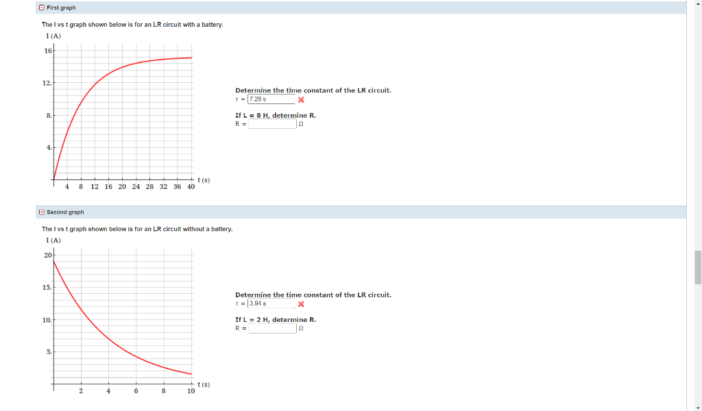 Solved First Graph The I Vs T Graph Shown Below Is For An Lr 5795