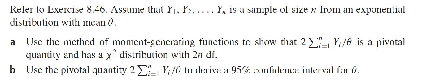 Refer to Exercise 8.46. Assume that Y1,Y2,…,Yn is a | Chegg.com