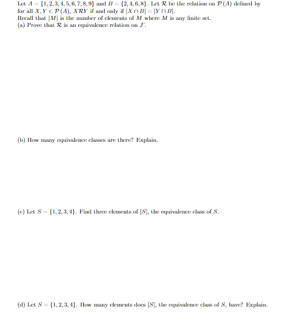 Solved Let A={1,2,3,4,5,6,7,8,9} And B={2,4,6,8}. Let. R Be | Chegg.com