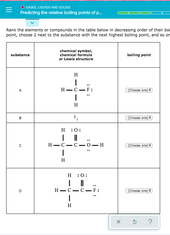 Solved - O GASES, LIQUIDS AND SOLIDS Predicting the relative | Chegg.com