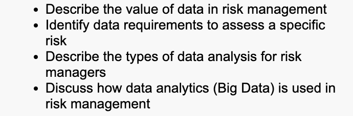 Solved • Describe the value of data in risk management · | Chegg.com