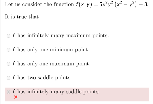 Solved Let us consider the function f(x,y) = 5x?y? (x² - y2) | Chegg.com