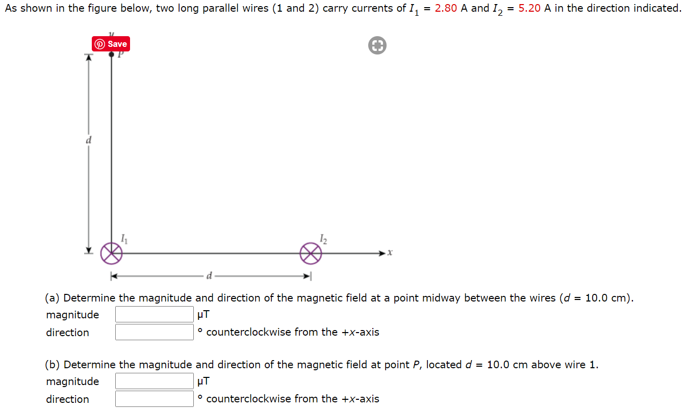 Solved As Shown In The Figure Below, Two Long Parallel Wires | Chegg.com