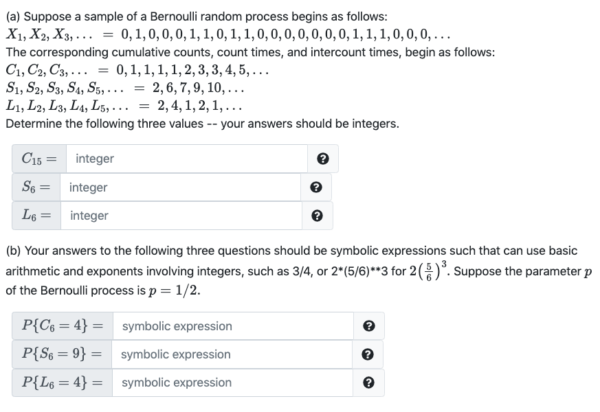 (a) Suppose a sample of a Bernoulli random process | Chegg.com