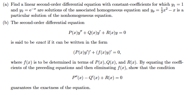 Solved A Find A Linear Second Order Differential Equation 7282