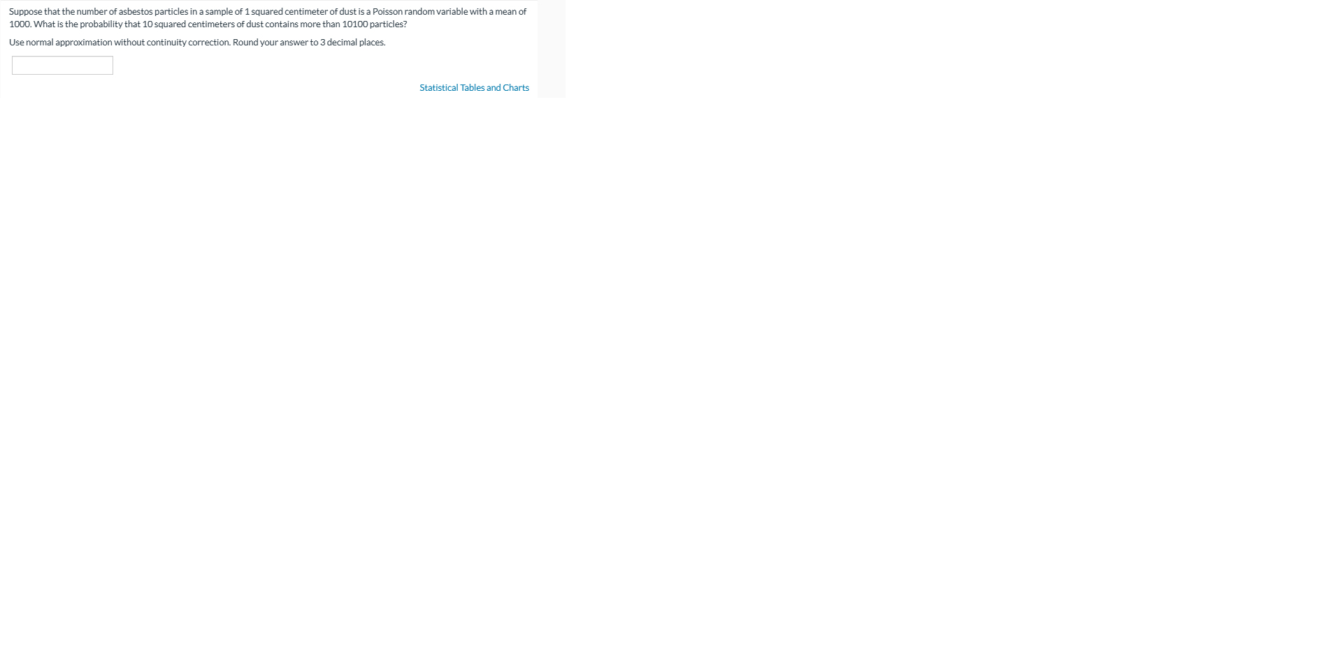 Solved Suppose that the number of asbestos particles in a | Chegg.com