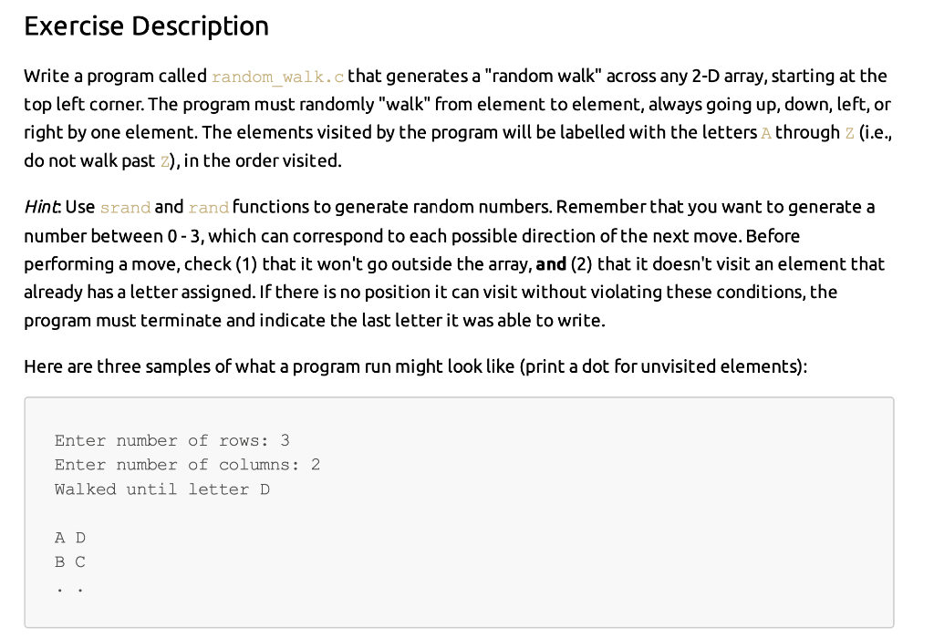 Solved Write a program called random__ wa. k. c that | Chegg.com