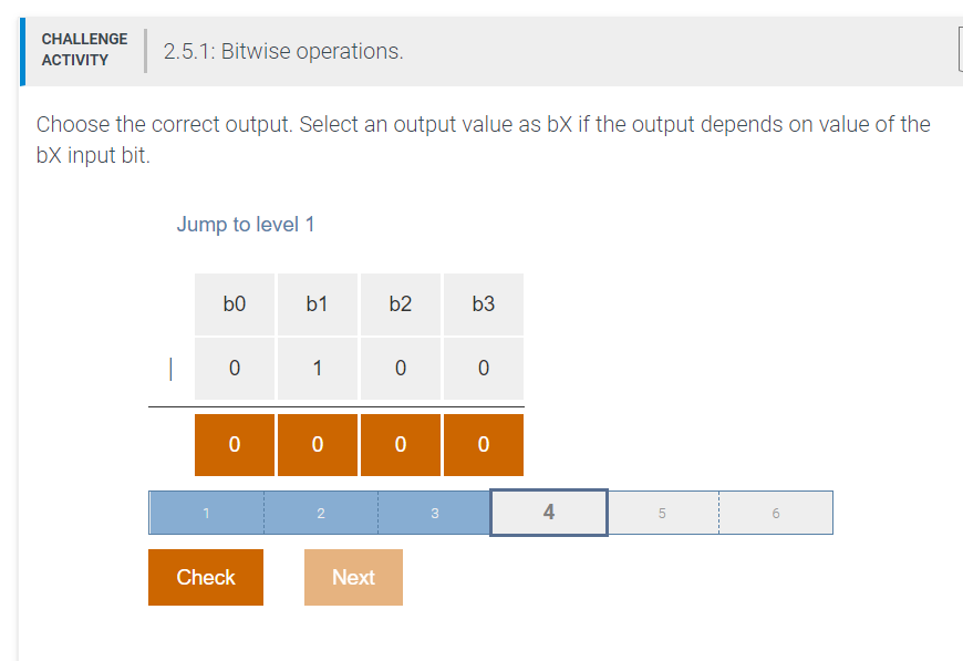 Solved CHALLENGE ACTIVITY 2.5.1: Bitwise Operations. Choose | Chegg.com